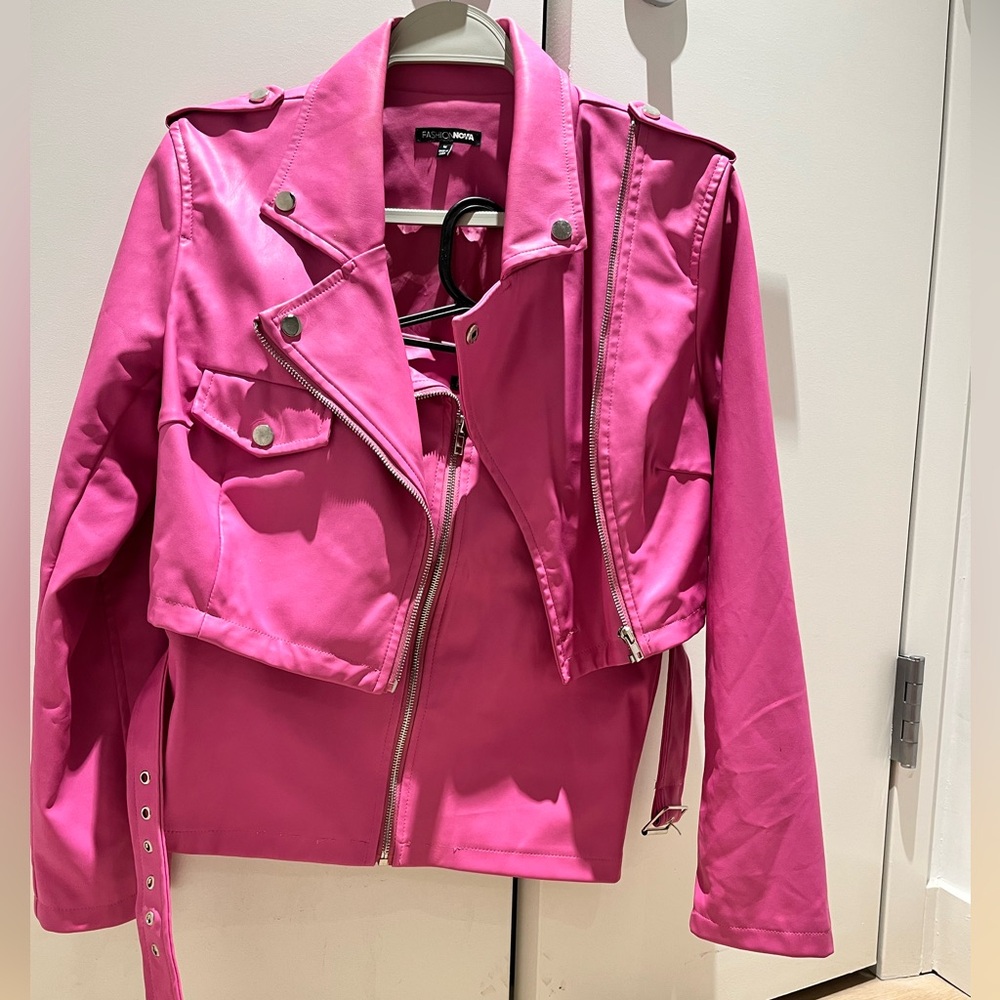 Fashion Nova Hot Pink Leather 2pcs Set